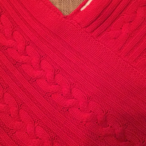 LOFT❤️Red Crochet Poncho (One Size Fits Most) - Picture 2 of 5